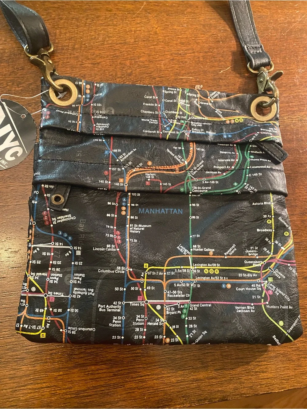 New York City NYC Subway Line Manhattan Map Crossbody shoulder women Black Bag